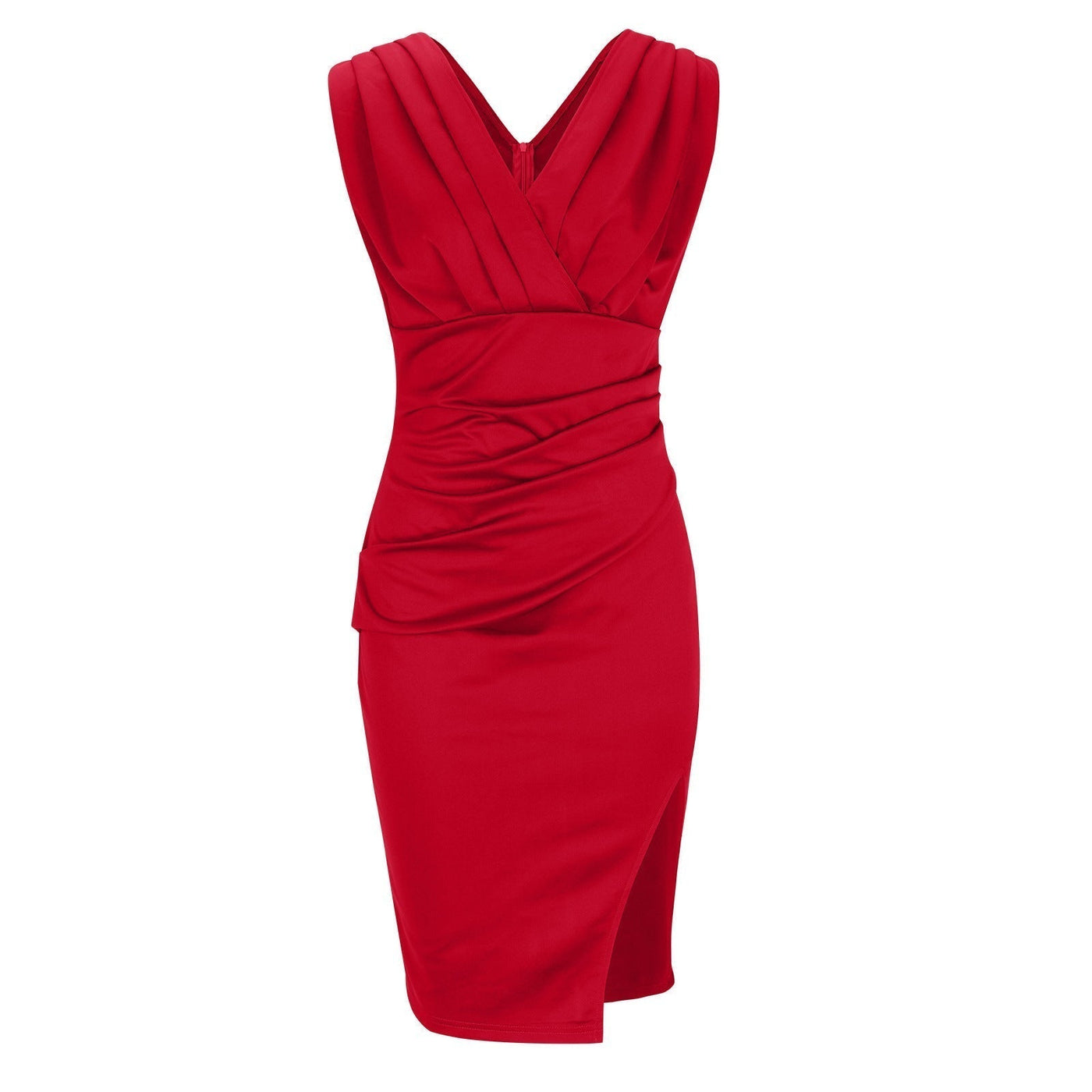 Fresia | Tailored dress with V-neck and slit