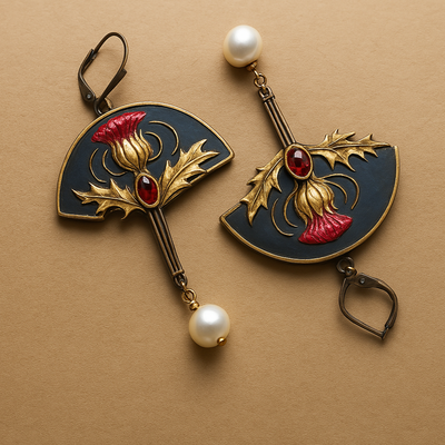 Millie - Vintage Pearl Thistle Drop Earrings
