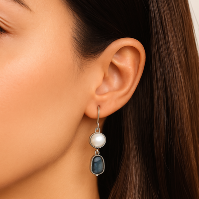 Nola - Asymmetric Opal Freshwater Drop Earrings