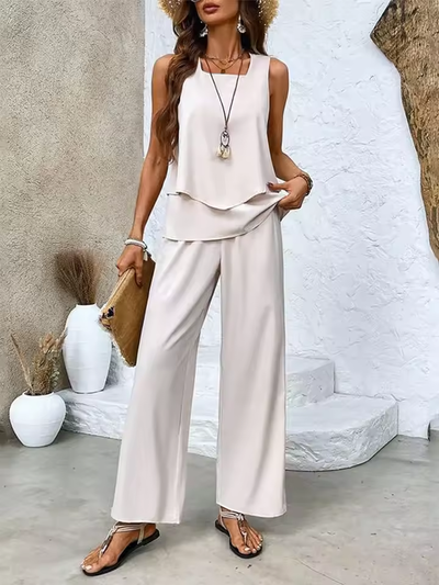 Two-Piece Set with Matching Top and Pants