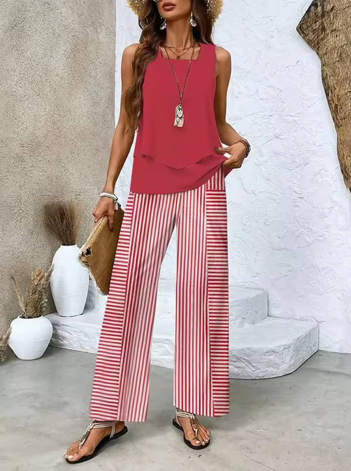 Two-Piece Set with Matching Top and Pants