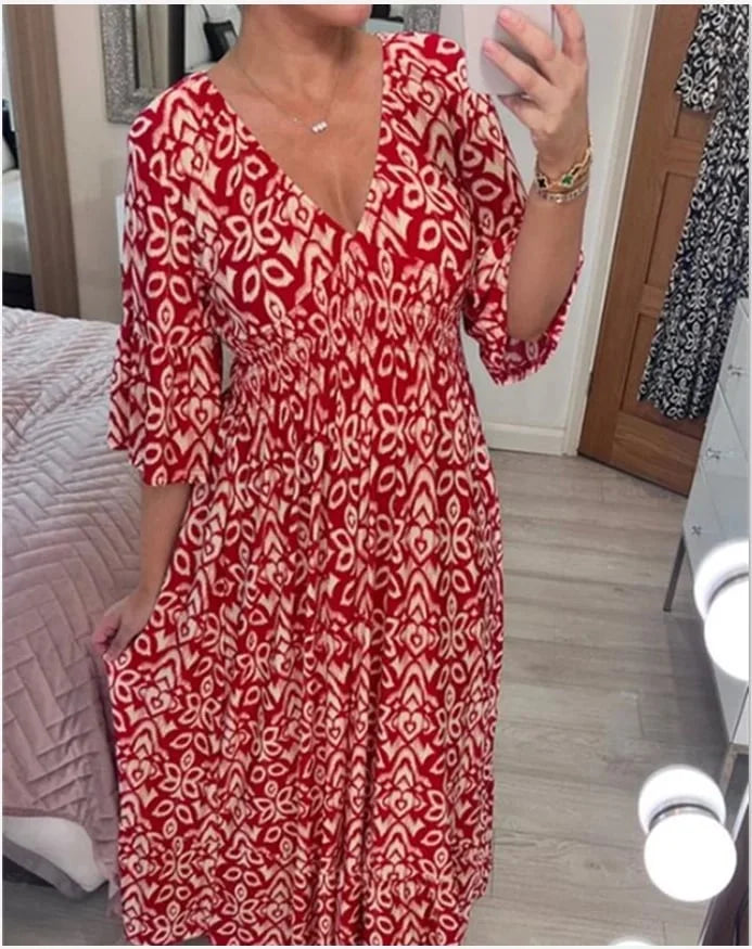 Floral Dress with V-Neck
