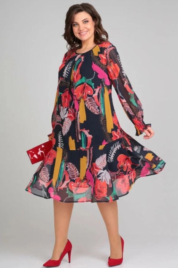 Naira – Floral Chiffon and Cotton Dress