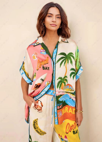 Two-Piece Printed Summer Style Set at Sunny Beach - Top