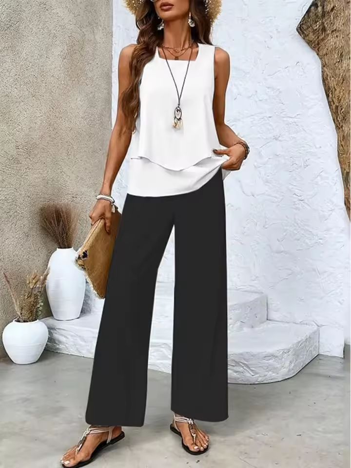 Two-Piece Set with Matching Top and Pants