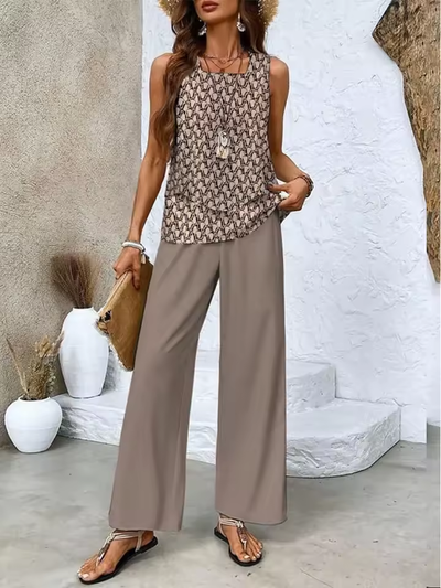 Two-Piece Set with Matching Top and Pants