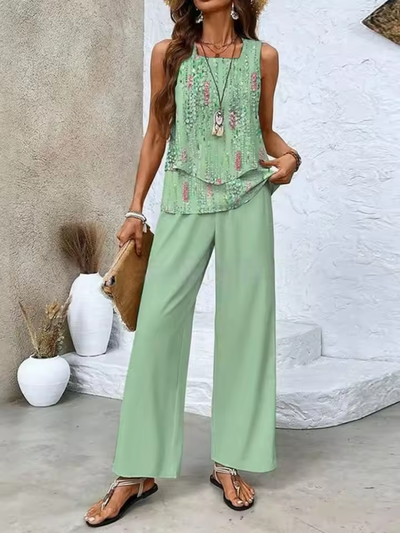 Two-Piece Set with Matching Top and Pants