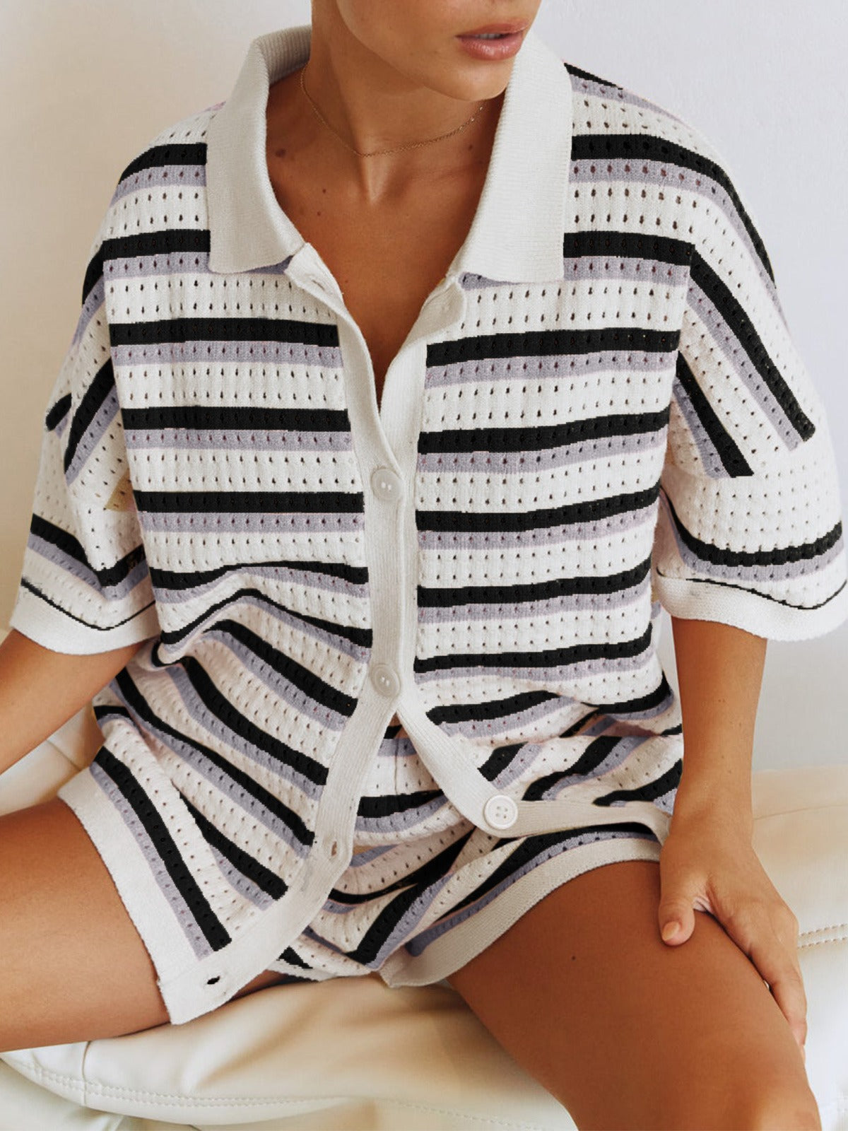 Selva -  Summer Casual Buttoned Shorts Set