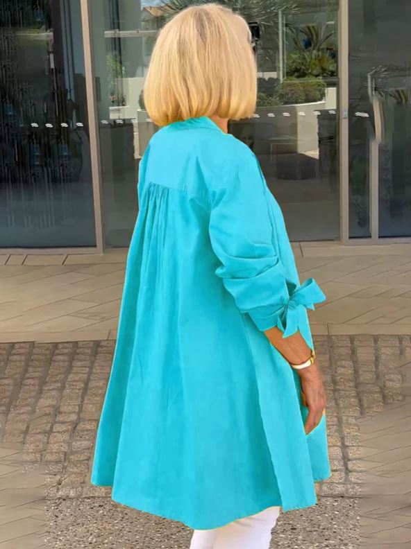 Solid Cotton Swing Dress for Women