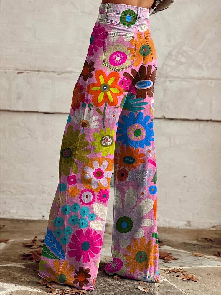 Cameron - Cartoon Color Flower Print Pants