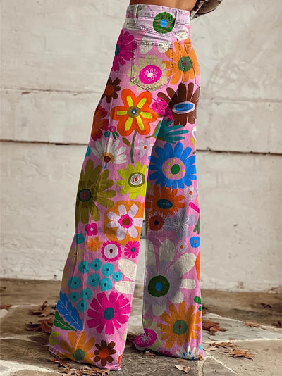 Cameron - Cartoon Color Flower Print Pants