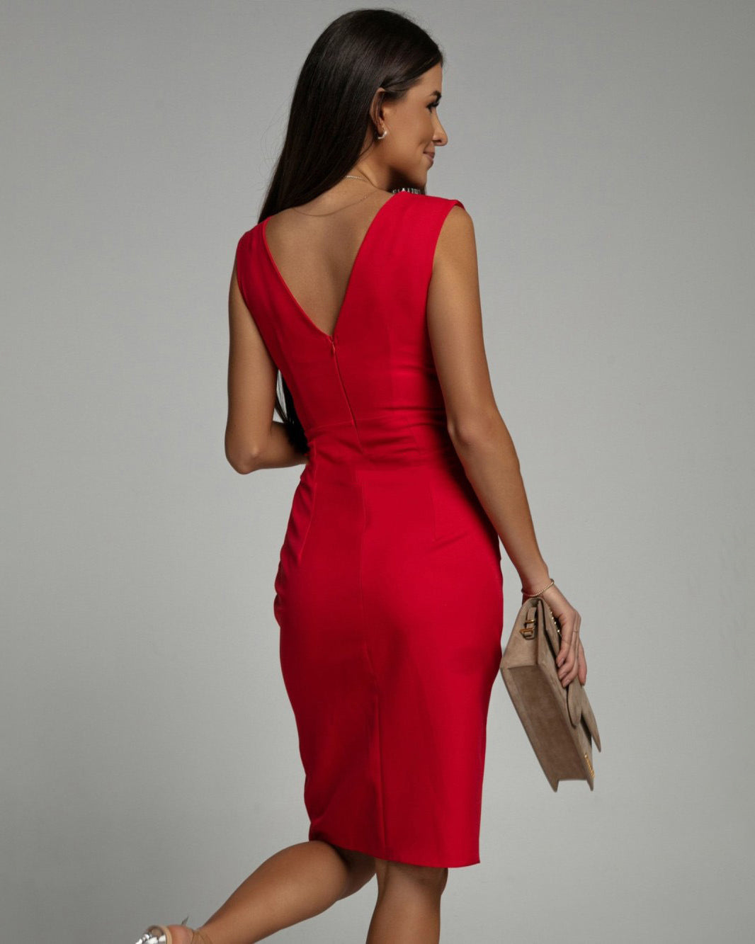 Virelle – Graceful V-Neck Slit Dress