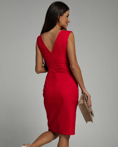 Fresia | Tailored dress with V-neck and slit