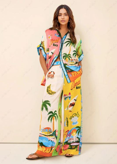 Two-Piece Printed Summer Style Set at Sunny Beach - Top