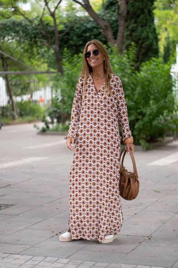 Bellevo | Chic Brown Pattern Dress
