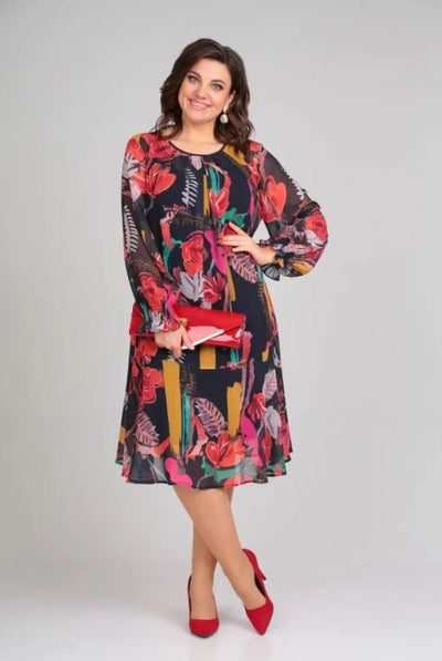 Naira – Floral Chiffon and Cotton Dress