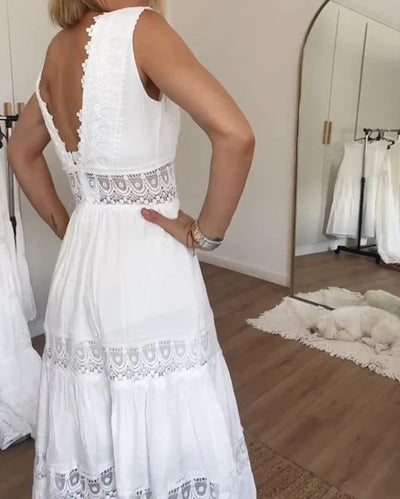 Lace Tank Dress with V-Neck