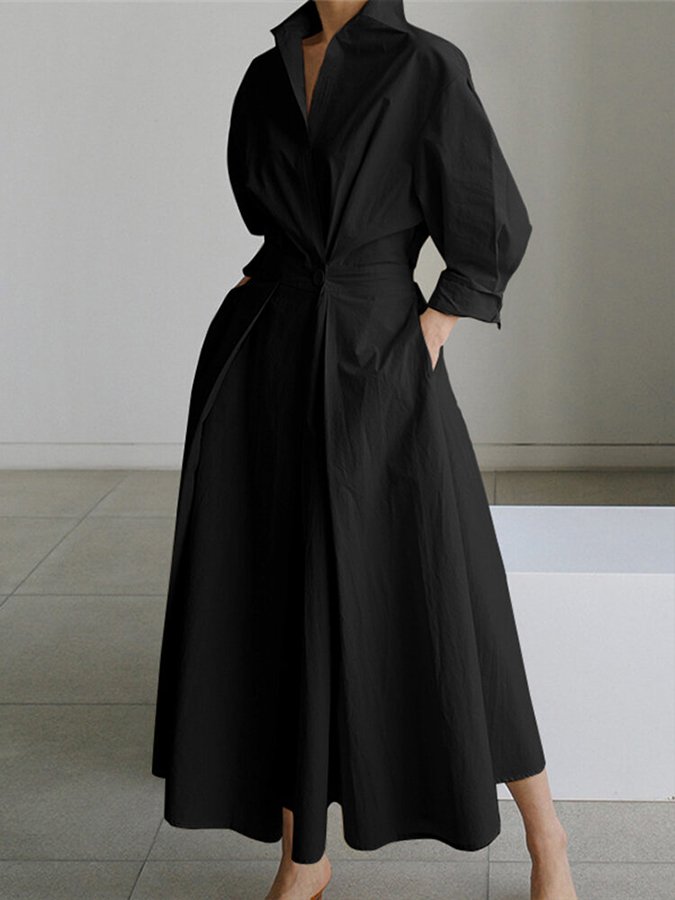Clémence™ | Midi Dress with Button Detail
