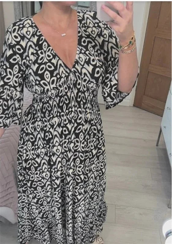 Floral Dress with V-Neck