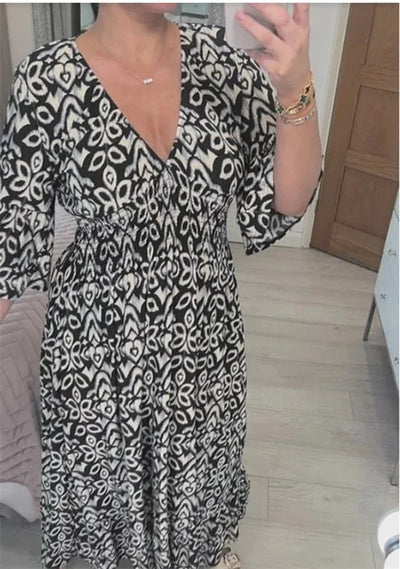 Floral Dress with V-Neck