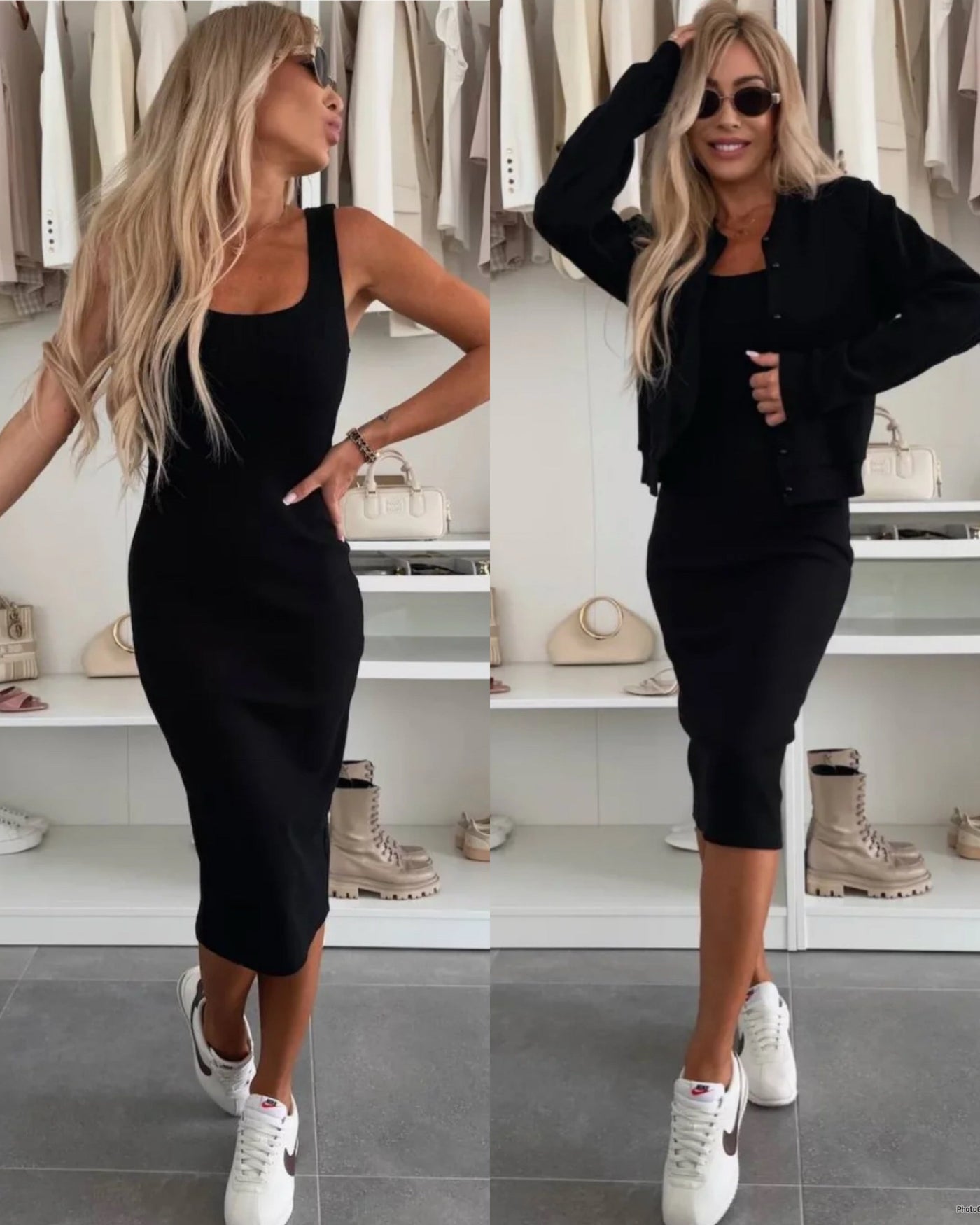 Karin™ | Ribbed Midi Dress & Bomber Jacket Set