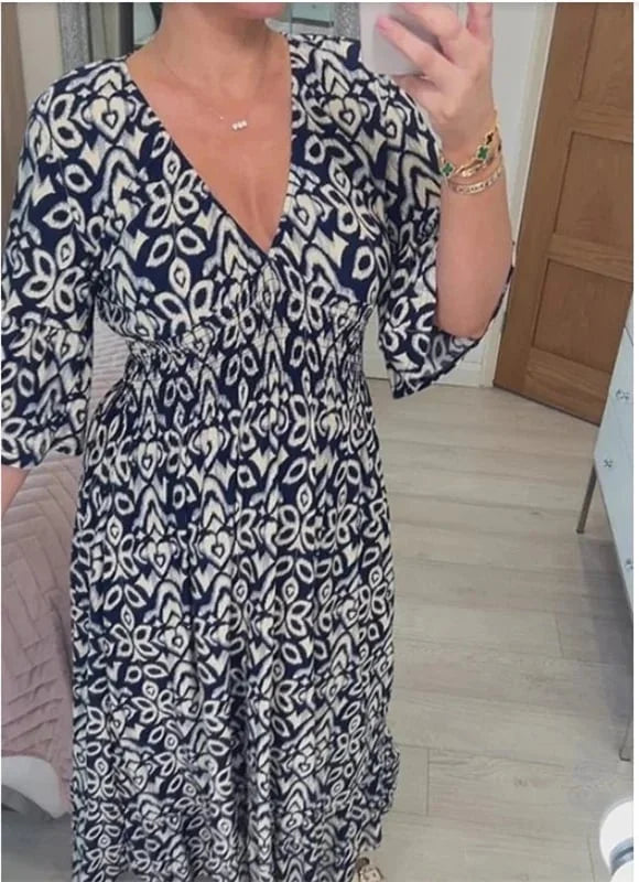 Floral Dress with V-Neck