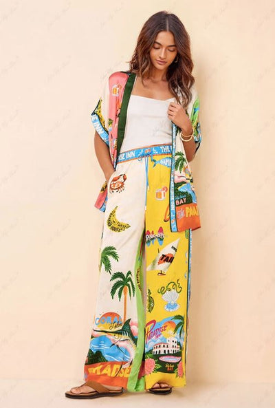 Two-Piece Printed Summer Style Set at Sunny Beach - Top