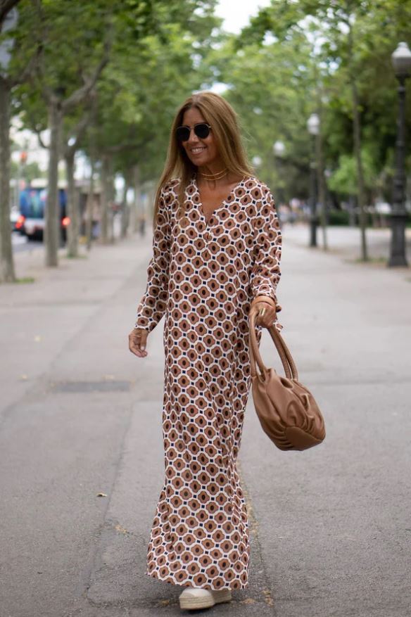 Bellevo | Chic Brown Pattern Dress