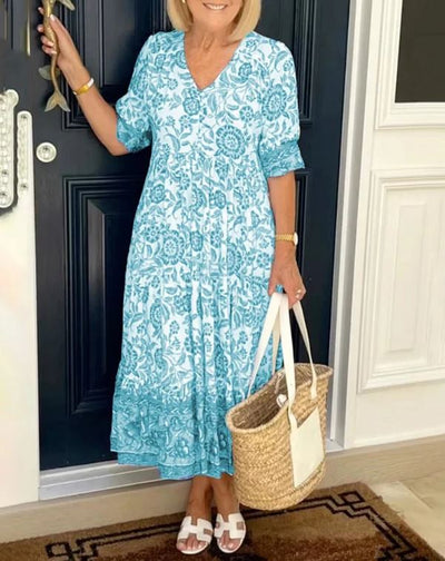 Bohemian Dress with V-Neck