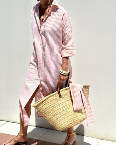 SERENA | Striped Shirt Dress with Elegant Ties