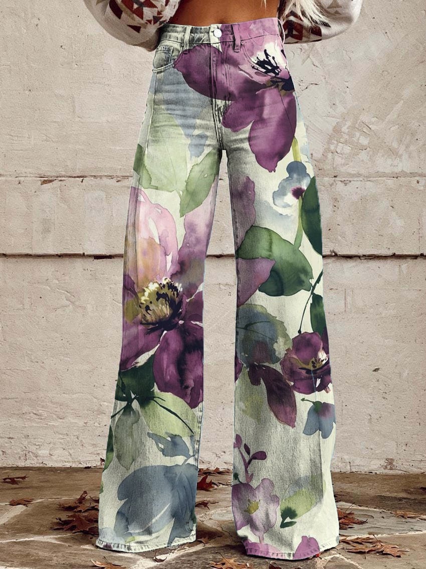 Paloma - Botanical Floral Wide Leg Pants