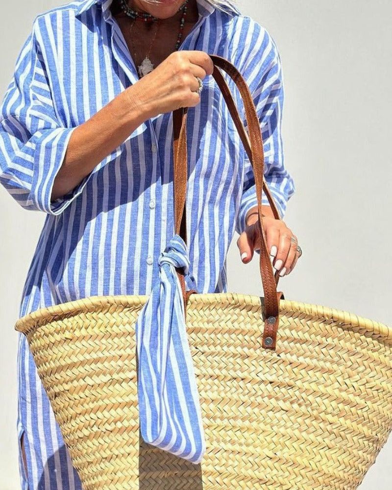 SERENA | Striped Shirt Dress with Elegant Ties
