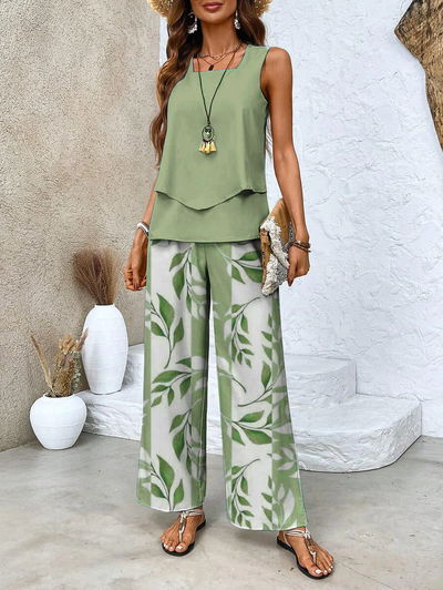 Two-Piece Set with Matching Top and Pants