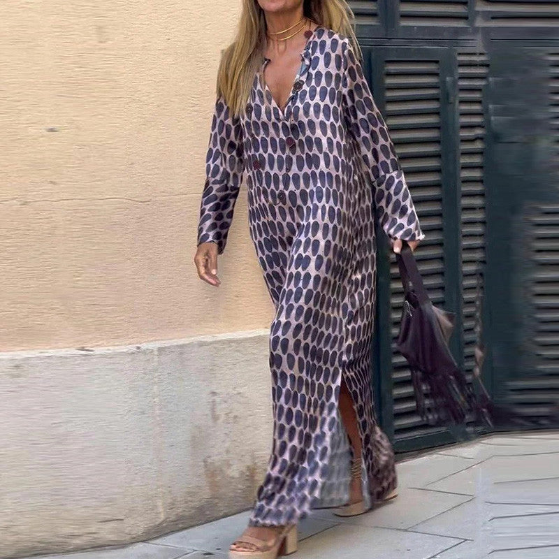 Bellevo | Chic Brown Pattern Dress