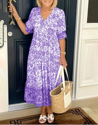 Bohemian Dress with V-Neck