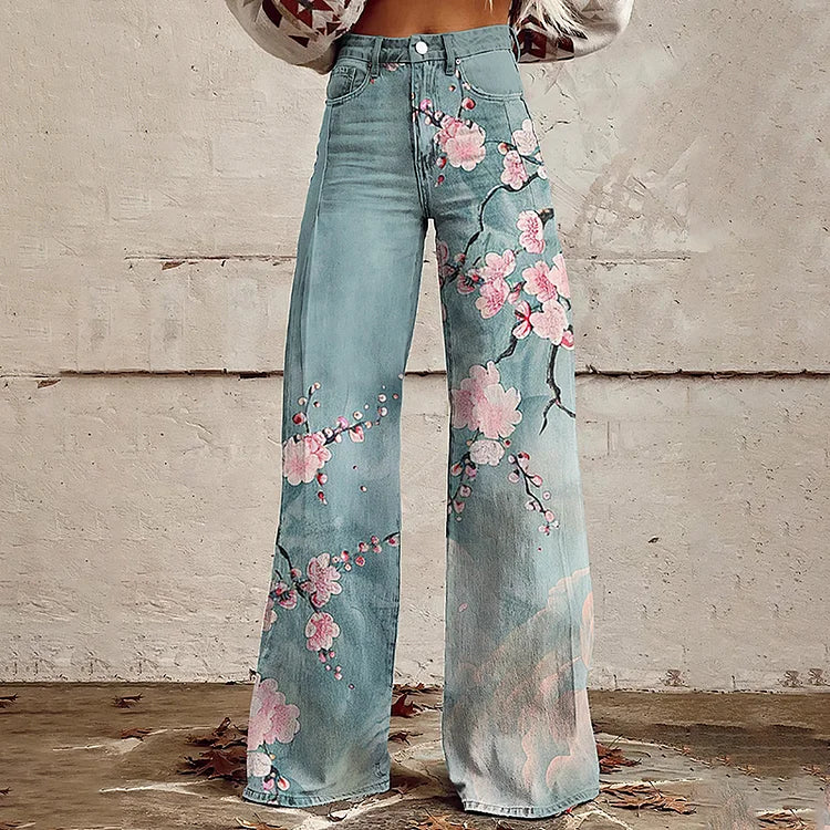 Ariel - Blossom Japanese Art Wide Leg Pants
