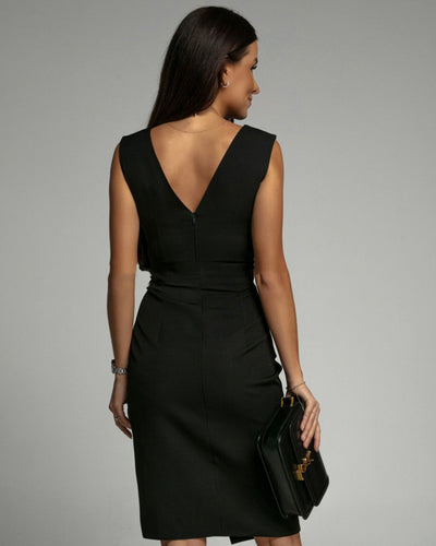Fresia | Tailored dress with V-neck and slit