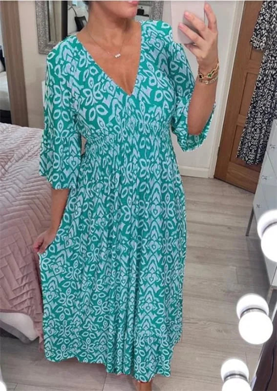 Floral Dress with V-Neck