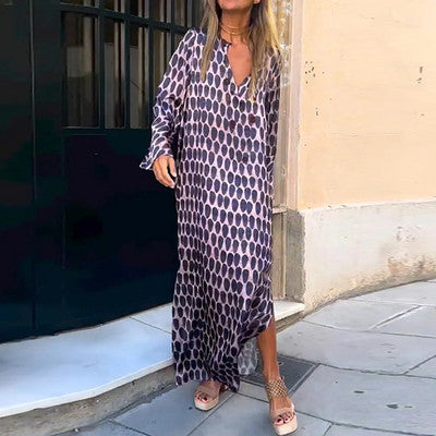 Bellevo | Chic Brown Pattern Dress