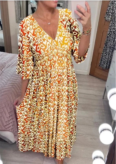 Floral Dress with V-Neck