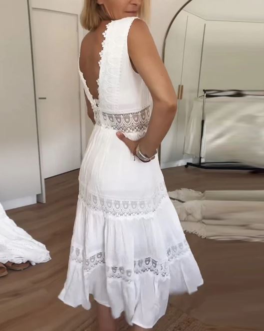 Lace Tank Dress with V-Neck