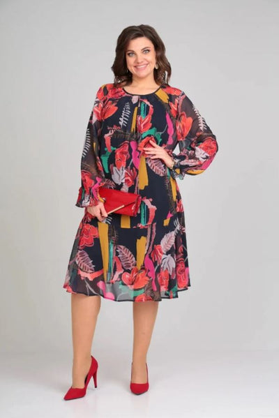Naira – Floral Chiffon and Cotton Dress