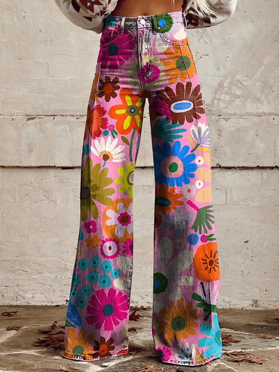 Cameron - Cartoon Color Flower Print Pants