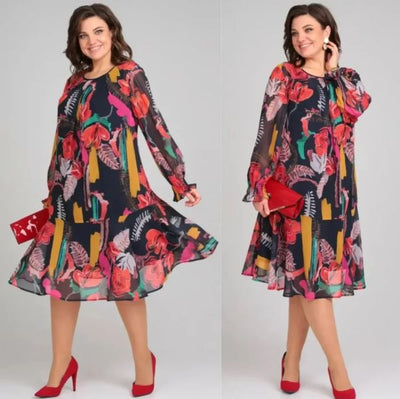 Naira – Floral Chiffon and Cotton Dress