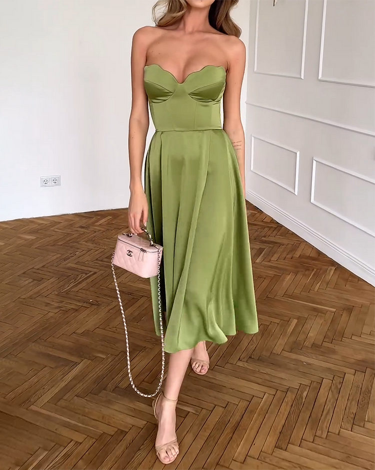 Noelle | Chic Strapless Midi Dress