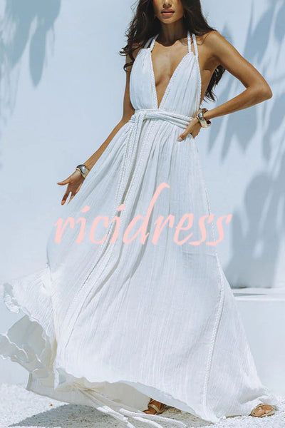 Faelina – Backless Halter Bandage Maxi Dress