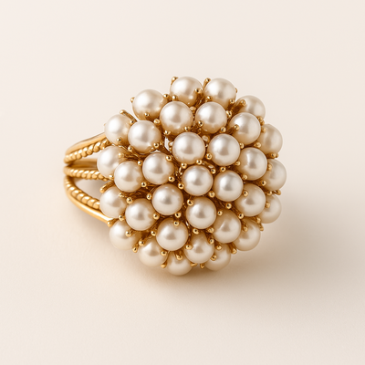Connie - Creative Geometry Inlay Pearl Ring