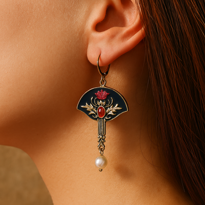 Millie - Vintage Pearl Thistle Drop Earrings