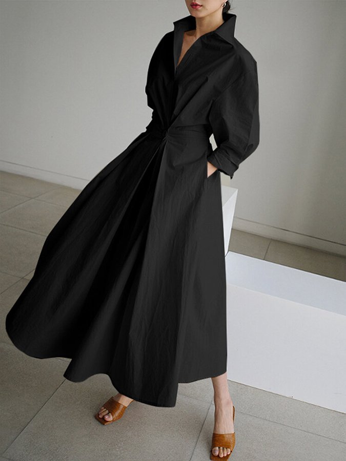 Clémence™ | Midi Dress with Button Detail