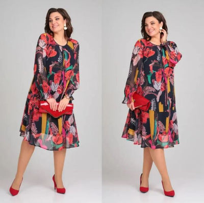 Naira – Floral Chiffon and Cotton Dress